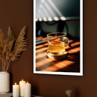 Quadro Decorativo Xícara De Chá Sol  - 70x50cm Moldura Branca