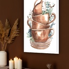 Quadro Decorativo Xícaras Empilhadas Cozinha  - 70x50cm Moldu