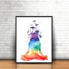 Quadro Decorativo Yoga Aquarela 45x34cm - Com Vidro Moldura:m