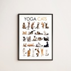 Quadro Decorativo Yoga Cats 33x24cm Moldura:madeira Branca