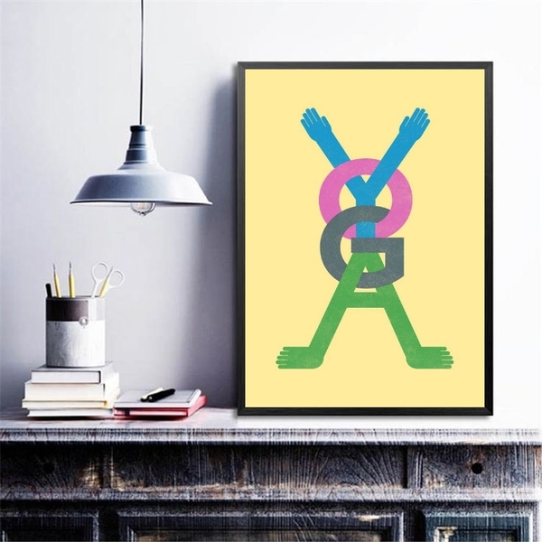 Quadro Decorativo Yoga-palavra 45x34cm - Com Vidro Moldura:ma