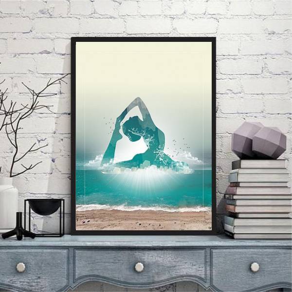 Quadro Decorativo Yoga Zen 24x18cm Moldura:madeira Preta