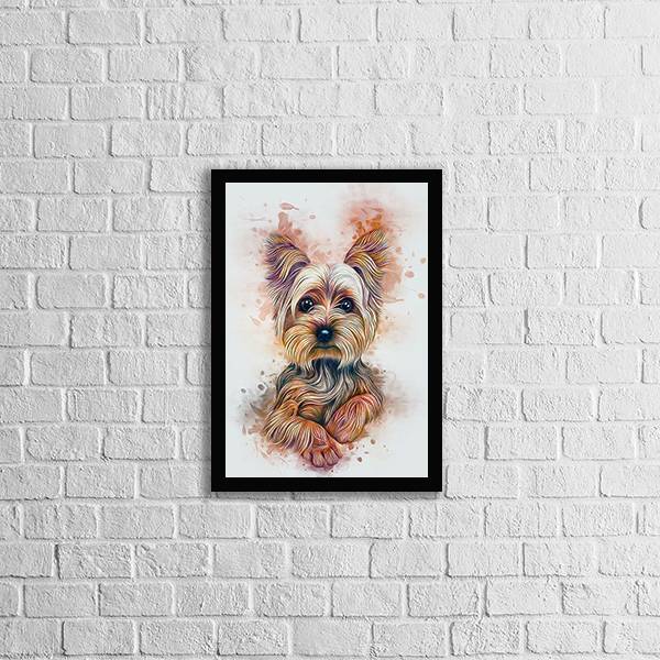 Quadro Decorativo Yorkshire 33x24cm - Com Vidro Moldura:madei