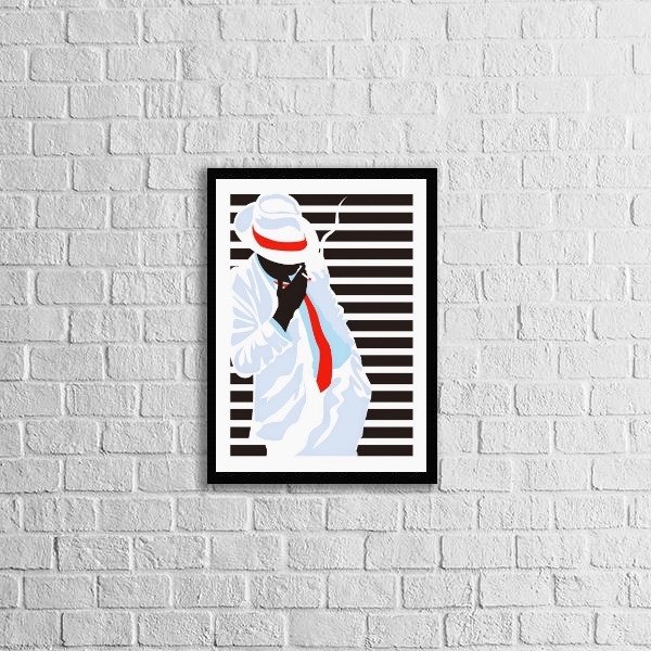 Quadro Decorativo Zé Pelintra 45x34cm Moldura:madeira Branca