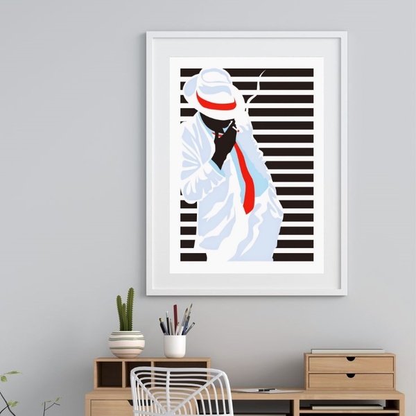 Quadro Decorativo Zé Pelintra - 60x48cm Moldura:madeira Branca