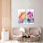 Quadro Decorativo Zebra 2 Peças Para Sala