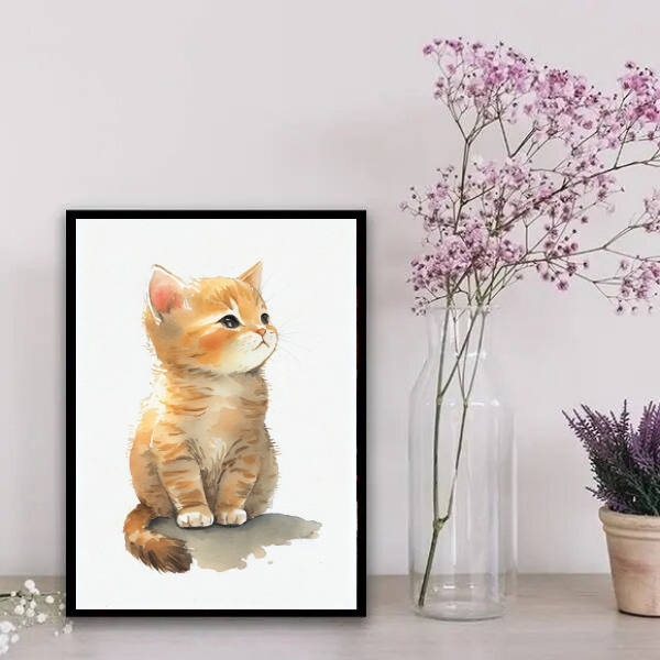 Quadro Decorativo Zebra Aquarela 33x24cm - Com Vidro Moldura: