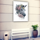 Quadro Decorativo Zebra Coroa De Flores  - 70x50cm Moldura Pr