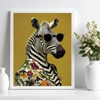 Quadro Decorativo Zebra Fashion De Óculos 33x24cm - Com Vidro