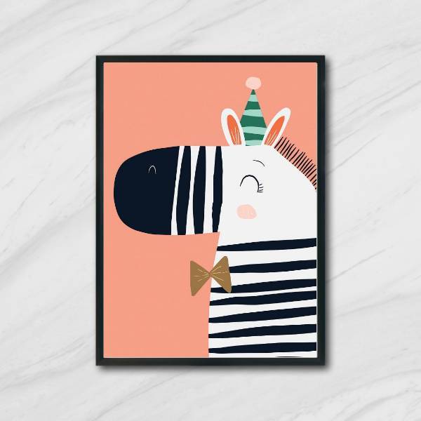 Quadro Decorativo Zebrinha Parabéns 45x34cm A3 (45 X 34)