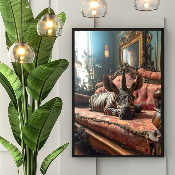 Quadro Decorativo Zebrinha Pet Unicórnio 33x24cm - Com Vidro