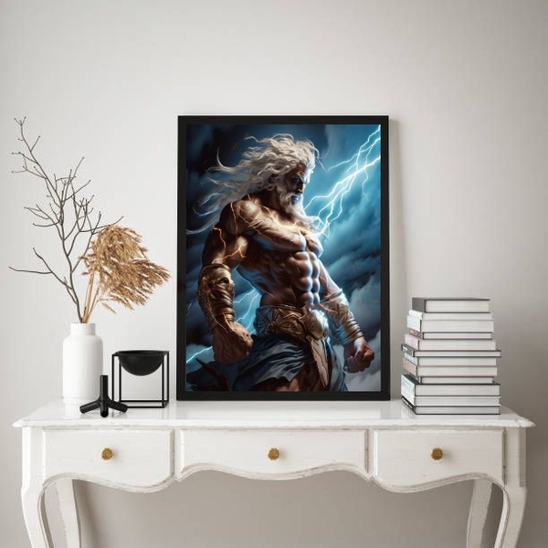 Quadro Decorativo Zeus- Deus Grego Do Céu 45x34cm Moldura:mad