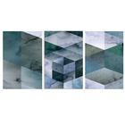 Quadro Decorativogeometrico Azul Claro 70x150 Trio