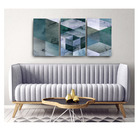Quadro Decorativogeometrico Azul Claro 70x150 Trio