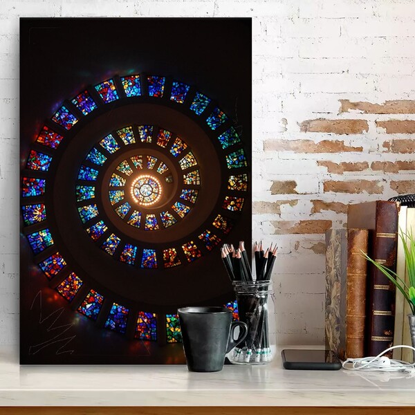 Quadro Decorativos Abstrato Vitrais Em Caracol