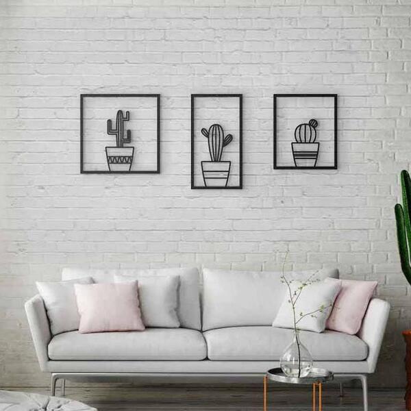 Quadro Decorativos Para Sala Cacto Minimalista Vazado Parede
