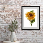 Quadro Deorativo Girassol - 60x48cm Moldura:madeira Preta