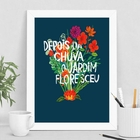 Quadro Depois Da Chuva O Jardim Floresceu 45x34cm - Com Vidro