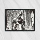 Quadro Desenho Batman Preto E Branco 24x18cm - Com Vidro Mold