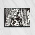 Quadro Desenho Batman Preto E Branco 45x34cm - Com Vidro Mold