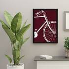 Quadro Desenho Bicicleta Fundo Vinho 24x18cm - Com Vidro Mold