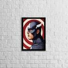 Quadro Desenho Capitão América 33x24cm - Com Vidro Moldura:ma