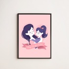 Quadro Desenho Feliz Dia Das Mães 24x18cm - Com Vidro Moldura