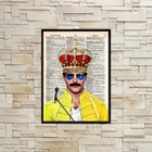 Quadro Desenho Freddie Mercury Queen 33x24cm - Com Vidro Mold