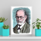 Quadro Desenho Freud 45x34cm - Com Vidro Moldura:madeira Bran