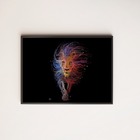 Quadro Desenho Leão Andando 24x18cm - Com Vidro Moldura:madei