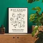 Quadro Desenho Minimalista Faces picasso 45x34cm - Com Vidro