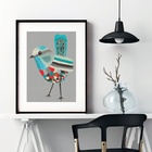 Quadro Desenho Passarinho - 60x48cm Moldura:madeira Preta