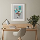 Quadro Desenho Passarinho - 60x48cm Moldura:madeira Preta