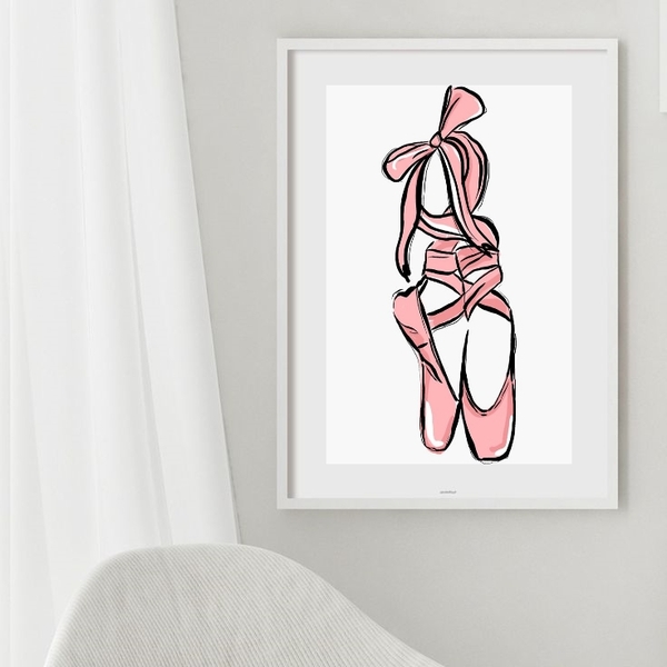 Quadro Desenho Sapatilha De Ballet - 60x48cm Moldura:madeira