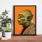 Quadro Desenho Yoda Perfil 45x34cm - Com Vidro Moldura:madeir