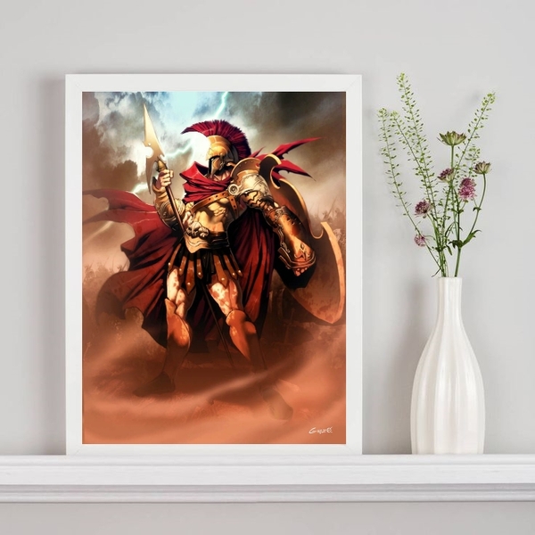 Quadro Deus Da Guerra E Da Coragem- Ares 24x18cm - Com Vidro