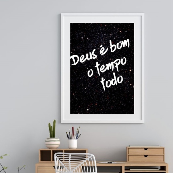 Quadro Deus É Bom O Tempo Todo - 60x48cm Moldura:madeira Bran