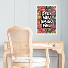 Quadro Deus Meu Amigo Fiel 24x18cm - Com Vidro Moldura Branca