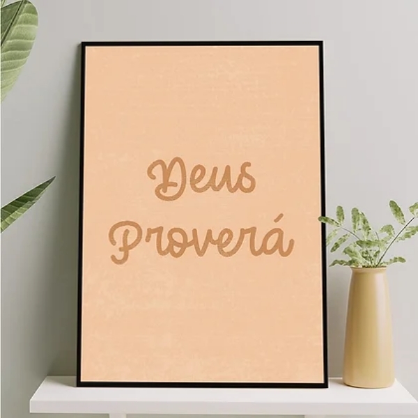 Quadro Deus Proverá 33x24cm - Com Vidro Moldura:madeira Preta