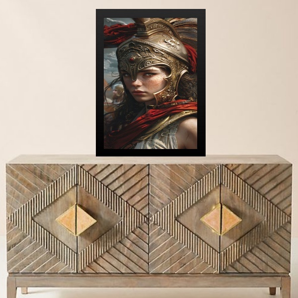 Quadro Deusa Atena - Guerreira 33x24cm - Com Vidro Moldura Br