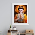 Quadro Deusa Chinesa Kuan Yin - 60x48cm Moldura:madeira Preta