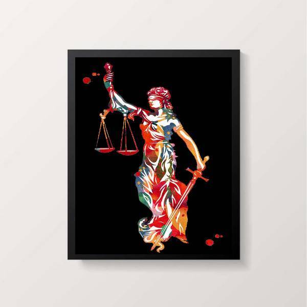 Quadro Deusa Da Justiça 24x18cm Moldura:madeira Preta