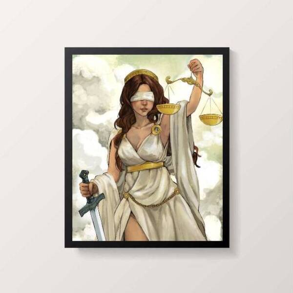 Quadro Deusa Da Justiça Ii 33x24cm - Com Vidro Moldura:madeir