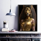 Quadro Deusa Egípcia Sekhmet 45x34cm Moldura:madeira Preta
