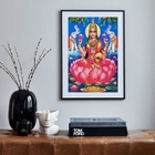 Quadro Deusa Hindu Lakshmi - 60x48cm Moldura:madeira Branca
