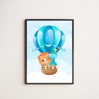 Quadro Dinossaurinhos No Balão 24x18cm Moldura:madeira Branca