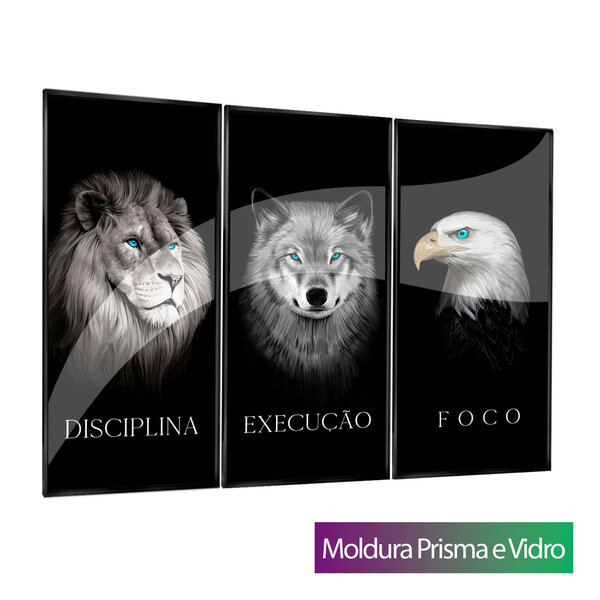 Quadro Disciplina, Execução E Foco 3 Peças Gigante 165x110