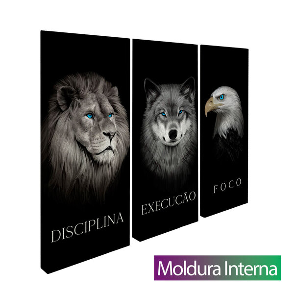 Quadro Disciplina, Execução E Foco 3 Peças Grande 135x90