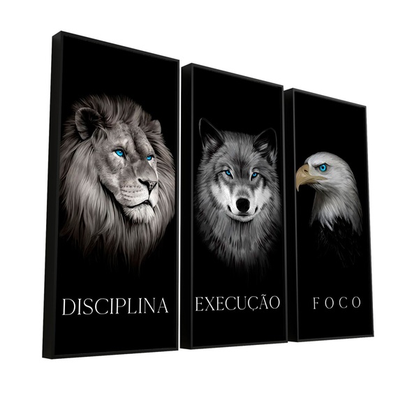 Quadro Disciplina, Execução E Foco 3 Peças Médio 93x62