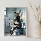 Quadro Divertido Banheiro Burro Lendo Jornal 24x18cm - Com Vi
